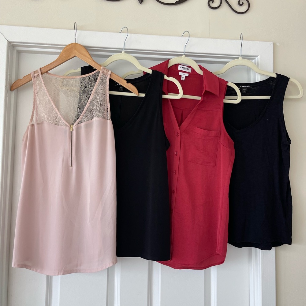 EUC Express Sleeveless Tops Size S Lot of 4 Black Pink Maroon